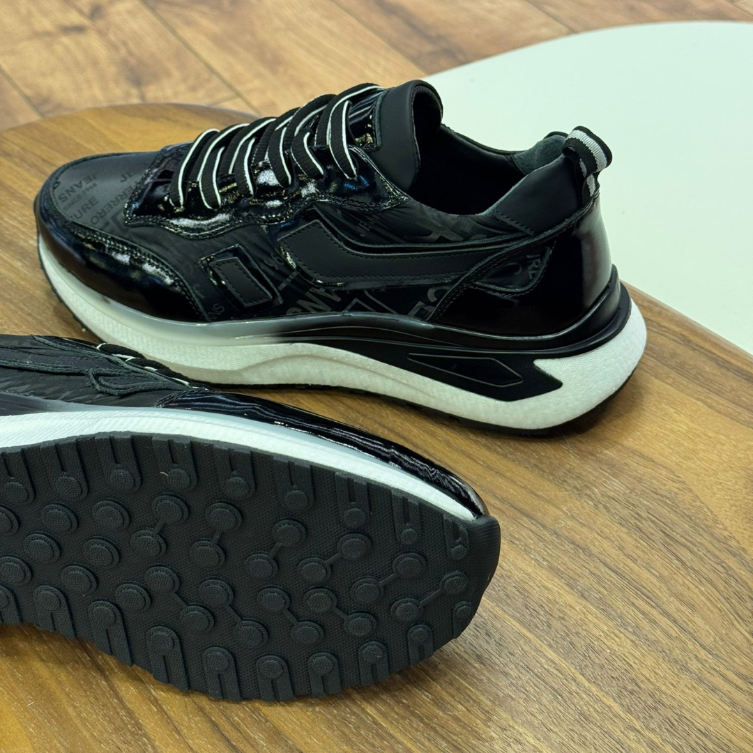 1091 Paraşüt Siyah Hakiki Deri Sneakers